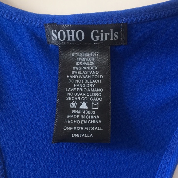 *PRICE FIRM” Racerback Tank Thong Bodysuit, Blue - Picture 5 of 5